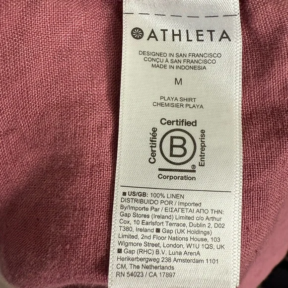 Athleta Mauve Rose Linen Button Down Shirt - Size M - Picture 5 of 7